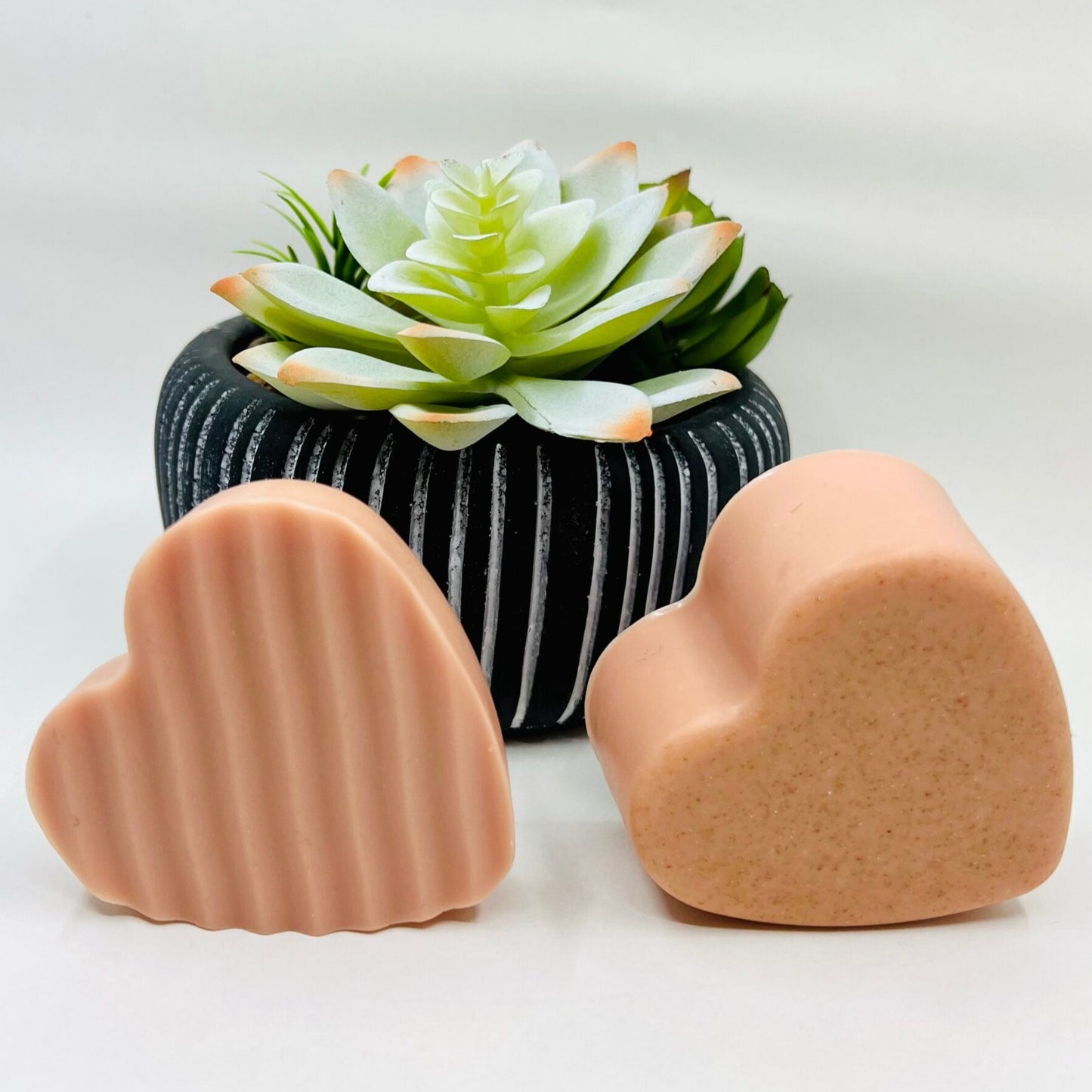 Pink Heart Soaps with a Succulent